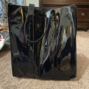 Beautiful black patent leather shoulder bag